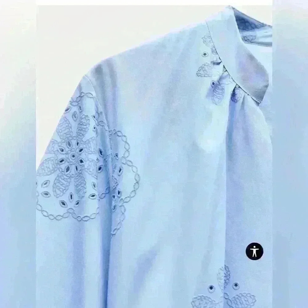 Zara RUBBERIZED EMBROIDERY POPLIN DRESS M - Picture 5 of 12